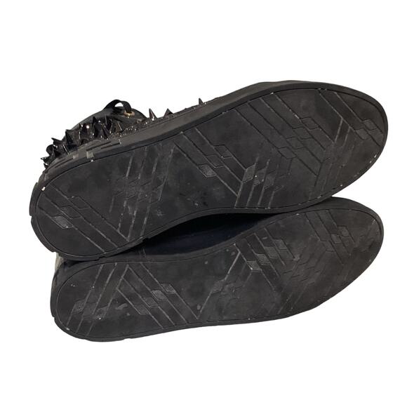 FI-2369 Black Glitter Black Spikes Lace up High top Sneaker Encore by Fiesso main image 8